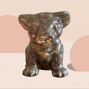 Vintage 70s Metallic Leopard Cub Ceramic Figurine